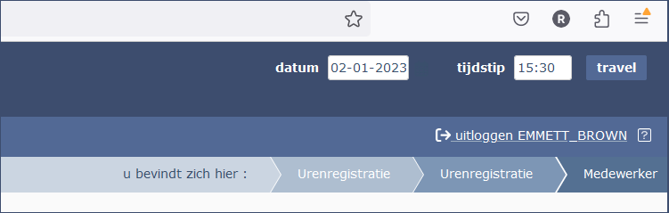 Log Time travel datum en tijd