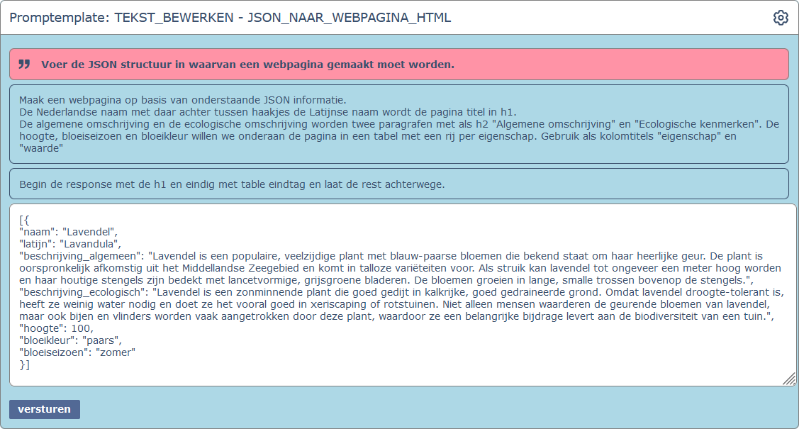 planten beheerder info naar HTML