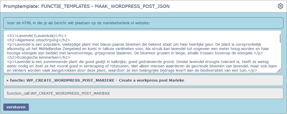 planten beheerder maak JSON voor API