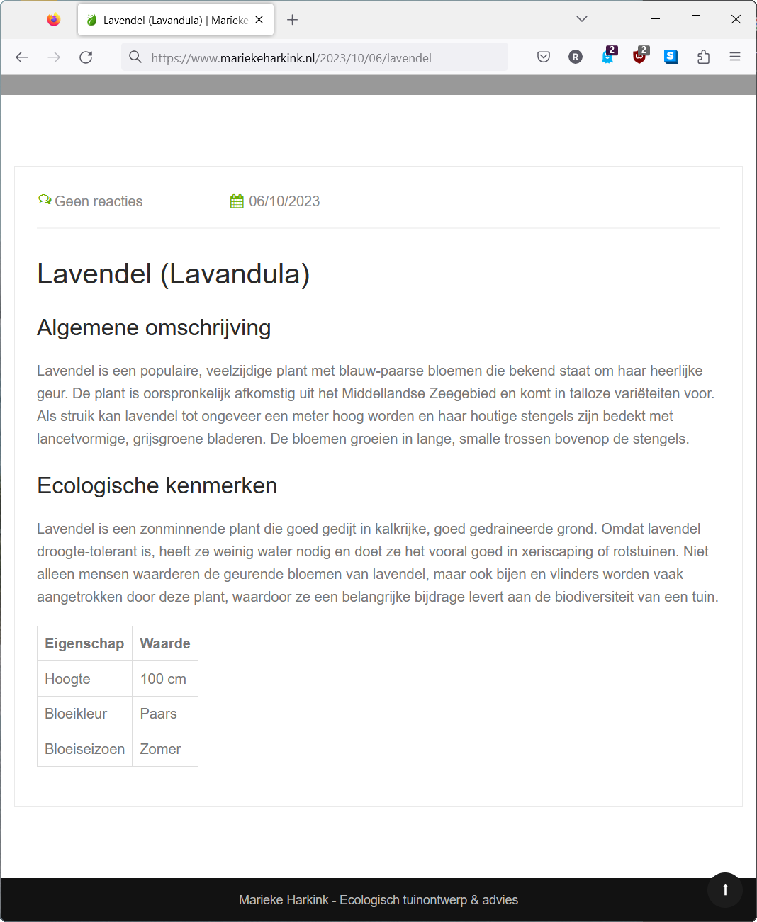 planten webpagina resultaat