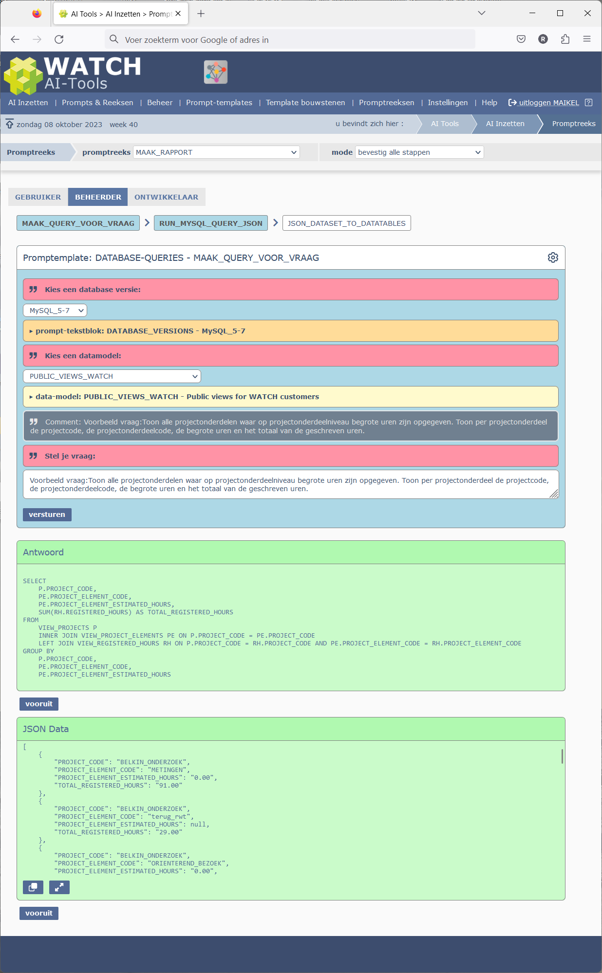 promptreeks scherm AI-Tools