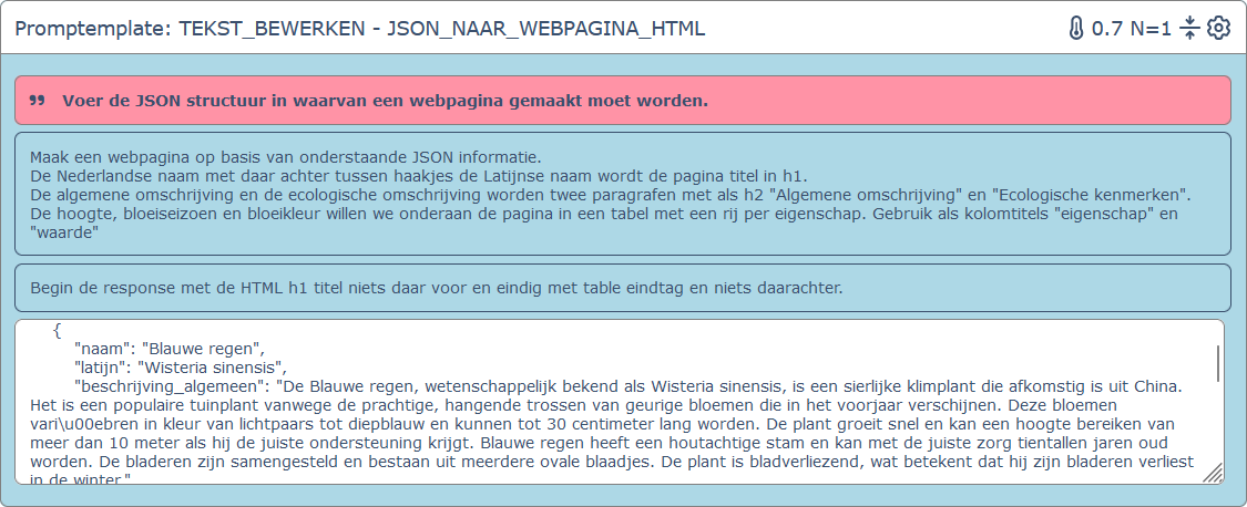 Maak webpagina voor plant